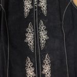 Coldwater Creek Genuine Suede Leather Black Ladies' Embroidered Open Vest Large Photo 4