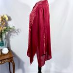Johnny Was Rona Embroidered Cupro Tunic Top Burgundy Boho Size Medium🧡 Photo 6