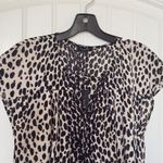 Talbots  Size 6 Black Tan NWT Leopard Print Cover Up Dress Chiffon V Neck Photo 2