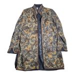 Vtg Y2K Coldwater Creek Black Beige Floral Tapestry Open Front Mandarin Jacket M Size M Photo 0