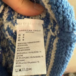 American Eagle Blue Fair Isle Aztec Chunky Cropped Sweater Size Medium Photo 4