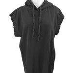 ZARA  Black Short Sleeve Drawstring Hooded Hoodie Mini Tunic Sweatshirt Dress M Photo 2