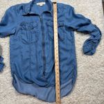 Michael Michael Kors Chambray Zip Front Utility Shirt Womens Size 4 Blue Photo 4