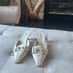 Prada Creme Suede Pointed Toe Kitten Heels Size 37.5 Photo 2
