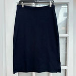 Bill Blass  Classic Dark Navy Silk Knit Blend Pencil Stretchy Skirt Size Medium M Photo 2