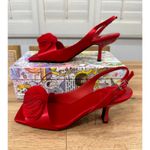 Jeffrey Campbell  Duffy Slingback Red Satin Heel Size 10 NIB Plume Design Elegant Photo 3