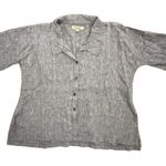 Flax Women's Navy Blue 100% Linen Button Down Short Sleeve Relaxed Fit Top Shirt Photo 0