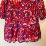 RO’S GARDEN Tyler Abstract Print Cotton Mini Shirt Dress Red/Purple Sz Large Red Photo 13