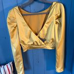 NBD NWT  Mustard Yellow Satin Crop Top, Size Medium Photo 1