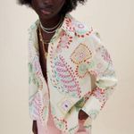 ZARA Button Down Shirt L NWT Summer Print Linen Blend Bohemian Photo 1