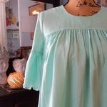 Crown & Ivy Mint Blue-Green Babydoll Pleated Bell Sleeve Blouse Photo 1