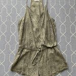 Bella Dahl Drape Front Green Snake Skin Romper Tie Front - Size Medium Photo 1