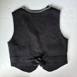 ZARA  100% wool chain link neckline knit waist coat vest black XS Photo 2