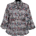 Violet+Claire Violet &‎ Claire Satin Geometric Print Blouse Top Size XL Artsy Feminine Career Photo 4