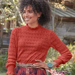 Sundance Frances Ruffle Turtleneck Sweater Scallop Pointelle Knit Rust Orange M Photo 0