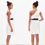 Madewell  Montmartre White Eyelet One Shoulder Dress Black Waist Tie Medium Photo 1