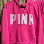 PINK - Victoria's Secret  Cinched Crop Hoodie & Sweatpants Atomic Pink Set L/XL Photo 2