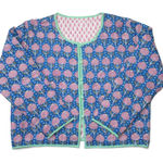 J.Crew NWT SZ Blockprints Reversible Cotton Quilted Jacket in Lilac Pineapple L Photo 0