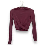 Buffbunny Collection BUFFBUNNY Knotty and Nice Crop Top Burgundy Size Small Athletic Long Sleeve Wine Photo 2