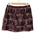 Club Monaco  Gold Burgundy Beaded Sequin Mini Skirt size 6 Photo 0