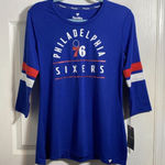 Nba  Philadelphia 76ers Women 3/4 Sleeve Blue Shirt Medium NWT Photo 0