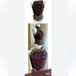 Papell Boutique  Burgundy and Gold Embroidered Blouse Photo 11