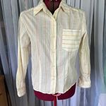 Liz Claiborne button down Liz Sport striped pastel cream pink green purple Photo 0