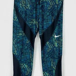 Nike Pro Dri-Fit Black & Green Geometric Sunburst Leggings Photo 0