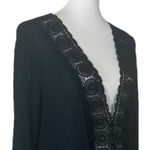 La Blanca  Swim Coverup Black Gauze Lace Embroidery V-neck Women’s Size Large Photo 5