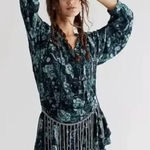 Free People New!  Dance ‘Til Dawn Green Black Floral‎ Romper, size S Photo 0