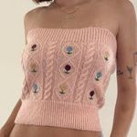 ZARA NWOT  embroidered floral tube knit top size S Photo 0