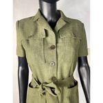 Dress Barn ‎ Olive Green Safari Style Short Sleeve Belted Shirt Dress Sz 4 Photo 2