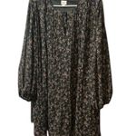 A New Day Black Floral Swing Accordion Sheer Balloon Sleeve Tunic Dress XL Photo 0