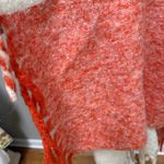 Urban Outfitters  Nubby Ruana Shawl Pancho Wearable Scarf ivory Orange Tassels Photo 3