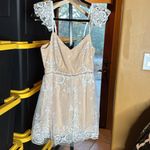 Lulus  Twirl the Night Away Embroidered Lace Mini Skater Dress Cream Size Medium Photo 5