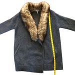 Joie Jamilee Gray Yak Wool Knit Faux Fur Collar Women’s Cárdigan Sweater Small Photo 8