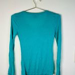American Dream Women's Turquoise V-Neck Long Sleeve Top Small Casual Stretch Photo 6