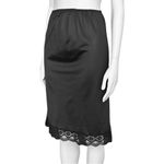 Vintage 70s Black Satin Lace Slip Skirt. XS/S. Lingerie Whimsigoth Coquette Goth Photo 2