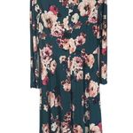 Eliza J Teal Green & Pink Floral Long Sleeve Long Maxi Dress Women Sz 14 Photo 1