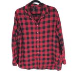 H&M Womens Flannel Shirt Cotton Button Down Buffalo Plaid Red 14 Photo 0