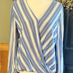 Kut From The Kloth Blue and White Striped Blouse size L Photo 0