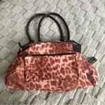 B MAKOWSKY Medium Blk Leather 2 Handle 3 Section Leopard Lining W/ Zippered Area Black Photo 6