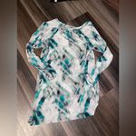 Target Women's Top in White, Black, and Teal Abstract Print Photo 5
