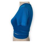 NVGTN  Criss Cross Crop Top Crossbody Tee Blue Womens Size XS Gym Workout Photo 1