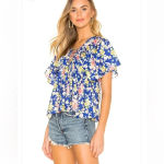 Tularosa  NWT Daisy Top in‎ Cobalt Mixed Floral Small Photo 7