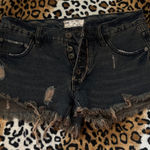Free People  Black Distressed Jean Shorts Photo 0