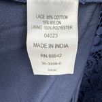 Roaman's blouse women's 24W lace bell 3/4 sleeve V neck navy blue lined Photo 7