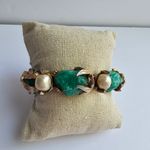 Vintage Hargo Creations unsigned faux jade nugget baroque pearls bracelet Green Photo 3