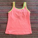 HOT PINK ATHLETIC TANK TOP W NEON YELLOW TRIM Size L Photo 2