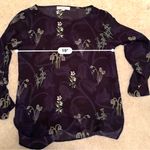 Loft  Dark Purple Blouse with Yellow Floral Pattern Photo 2
